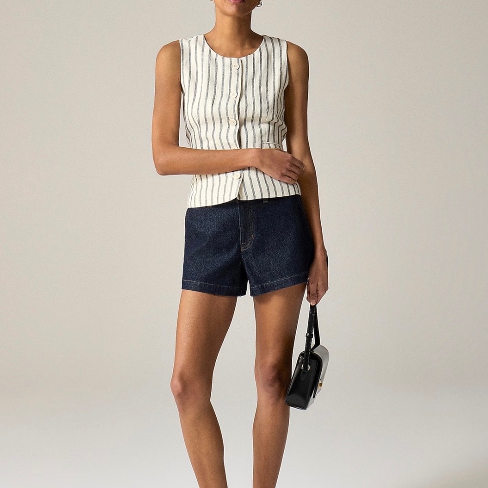 NWT $118 J Crew Crewneck vest in striped linen Size 00